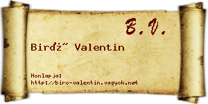 Biró Valentin névjegykártya