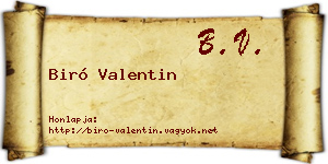 Biró Valentin névjegykártya